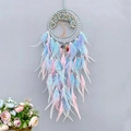 Blue and pink crystal tree of life dreamcatcher with natural feathers wall hanging - Blue