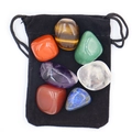 Set of seven natural chakra healing stones with a black velvet pouch for meditation - 7Pcs Red Stones Style