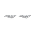 Elegant wavy S925 sterling silver stud earrings with sparkling cubic zirconia stones - MME761-1 Silver Wave Row Stones