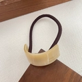 Coletero de acetato beige con banda elástica marrón, etiqueta France Handmade - Patrón Caqui