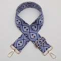 Tracolla etnica 5cm con motivi geometrici blu e ganci girevoli in metallo dorato - No. 715 Gancio Dorato
