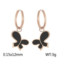 Pendientes de mariposa en oro rosa con acabado de esmalte negro para mujer - Oro rosa