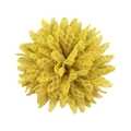 Detailed view of yellow lace sunflower hair accessory with honeycomb chiffon petals - Gold