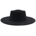 Détail du feutre de laine de haute qualité et bord net sur un chapeau canotier noir - Adulte (57-60cm) / Noir