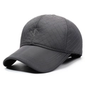 Men's winter baseball cap with ear protection in dark grey featuring diamond quilting - Adjustable / Gray