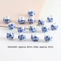 Blue and white porcelain ceramic beads 8mm with floral pattern for DIY jewelry making - 8mm Blue and White Floral