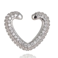Κομψό σκουλαρίκι ear cuff καρδιά σε ασημί χρώμα με μικρο-ένθετα λαμπερά ζιργκόν - Μονό κομμάτι / Ασημί