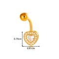 Golden heart navel ring with heart-shaped zircon and pave crystals, 0.79x0.81cm size - Heart with Halo Style (2601-5# Gold)