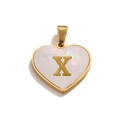 Golden heart pendant with white mother of pearl and letter X for DIY necklaces - Letter X / Gold