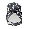 Baby top knot turban hat with black and white geometric pattern in soft suede fabric - 10368/Black & White Geometric