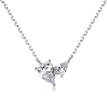 S925 sterling silver necklace featuring double pear-cut zircon heart pendants - Pear Cut (DY190754-WH) / Silver
