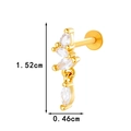 Gold starburst labret earring with sparkling marquise crystals and flat back stud design - Four Marquise Star Style (0195-6#) / Gold