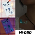 Luminous blue butterfly and fairy tattoo sticker Hi-050 showing day and night glow effects - Hi-050 (Butterfly Pixie)