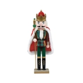 Schiaccianoci Re da 50cm con divisa scozzese verde e mantello rosso natalizio - Re con Mantello Rosso e Quadri Verdi / 50cm