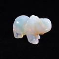 Opalite crystal elephant figurine with iridescent sheen and detailed stone carving - Opalite