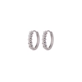 Pair of silver plum blossom flower huggie hoop earrings with detailed floral engraving - US 10 / Silver