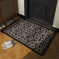 High-end American style rectangle door mat with beige geometric patterns on black fiber - 50x80cm / Vine-Black