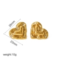 Detail view of 18k gold heart earrings with size 26x23mm and 10g weight specifications - Gold Heart Earrings with Zirconia (TE6939-G)