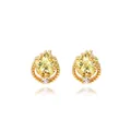 Exquisite gold earrings with yellow star-shaped zircon and a sparkling circular frame - Gold Star Moon with Yellow Zirconia (E2106)