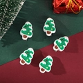 Detailed view of five Christmas tree hair clips with festive red gift box background - 2.5cm Christmas Tree Silver Base Hair Clips 5pcs Set