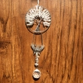 Handmade silver Tree of Life suncatcher with quartz chips, butterfly and crystal ball - White Crystal