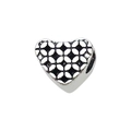 Silver heart-shaped alloy charm bead with geometric patterns for DIY jewelry making - 1pc Textured Heart