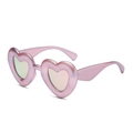 Chic heart-shaped sunglasses with glossy pearlescent pink frames and matching lenses - Pearl Pink Frame Pink Mirror