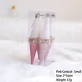 Lot de 4 décorations de Noël cônes roses et blancs à paillettes avec perles - Forme de Cône Rose