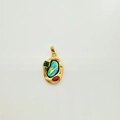 Detail view of irregular gold pendant with colorful mother of pearl and set rhinestones - Irregular Oval (Abalone Shell)