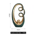 Artistic double circle ceramic ornament in emerald green and gold finish - Dark Green Gold (Double Circle Style)