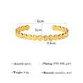 Bracciale rigido aperto in acciaio inossidabile martellato oro con trama circolare - Bracciale Rigido Aperto Martellato SB22041601G