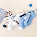 5-pack of boys' mesh cotton socks in blue and white patterns with breathable knit fabric - S (3-5 Years) / Dog Mesh Style