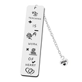 Stainless steel teacher bookmark with chain, heart pendant and engraved 2022 charm - Style H-Teacher's Day Heart Pendant 2022