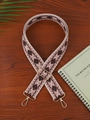 Ethnic geometric pattern canvas bag strap with gold lobster clasps and adjustable buckles - Tan