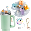 Detail view of 40oz cow theme silicone straw cover and acrylic charm chain set - 40OZ-Cow Deluxe 4Pcs Set