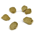Golden irregular slice stone beads with metallic finish for jewelry making DIY projects - 6 Pieces/Pack (22-28mm) / Electroplated Gold