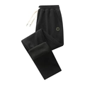 Men's winter corduroy trousers with fleece lining and adjustable drawstring in black - XS / Black