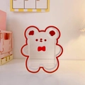 Cute bear acrylic desk storage cup with red outlines and bowtie for stationery - 5# Bow Tie Chacha Bear