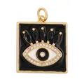 Quadratischer goldener Anhänger mit Bösem Auge, schwarzem Emaille und Kristallbesatz - Quadratischer Böser Blick Stil (M917035-Black) / Schwarz