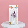 Pink purple number 4 galaxy birthday candle with glitter metallic finish in blister packaging - Number 4 / Pink