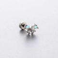 Silver stainless steel ear stud with star motif and iridescent butterfly wing zircon stones - Star Style (A81-4#)