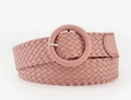 Rosafarbener geflochtener Damengürtel mit passender runder Schnalle im Candy-Look - Rosa