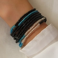 Handgefertigte böhmische mehrlagige bunte Perlenkörperkette und Taillenkette für Frauen - Schwarz Blau Transparent Kombination (0030)