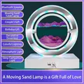 Lampe de sable mouvant violette avec haut-parleur Bluetooth et socle blanc moderne - Modèle à brancher / Violet