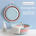 Extra large foldable blue washbasin made of silicone and PP for laundry and home use - Extra Large / Blue