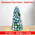 Tour de boules de Noël sapin bleu vert et argent, petite taille de 18x40cm - Tour de Boules Colorées 40CM (Petit)