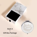 Floral bridesmaid makeup mirror with silver metal finish and marble gift box package - Bridesmaid (Style A) / Gift Box
