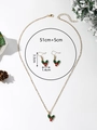 Parure de bijoux de Noël avec collier et boucles d'oreilles houx fini doré - XL11-Feuilles de Houx