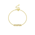 Minimalist S925 sterling silver MAMA letter charm bracelet with gold plating and zircons - 925 Silver / 18K Gold