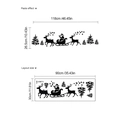 Black Christmas wall decals with Santa and reindeer silhouettes and layout dimensions - 30x90cm/1 Sheet